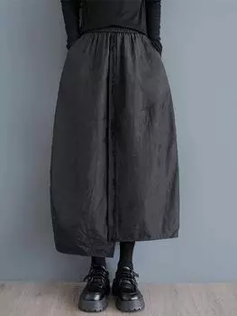 XITAO Повседневная однотонная асимметричная свободная юбка GMM1079 One Size чёрный