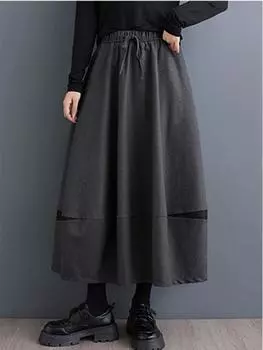 Xitao Повседневная однотонная юбка А-силуэта длиной до середины голени ZYY1090 One Size чёрный