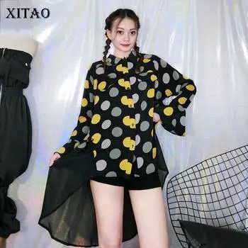 XITAO Повседневная рубашка с принтом в стиле нерегулярной пэчворк DMY4348