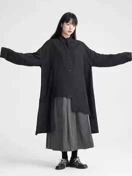 XITAO Повседневное нестандартное свободное однотонное платье GYX1106 One Size чёрный