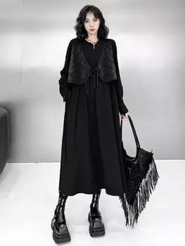 XITAO Повседневное однотонное платье из двух частей в китайском стиле ZYY1068 One Size чёрный