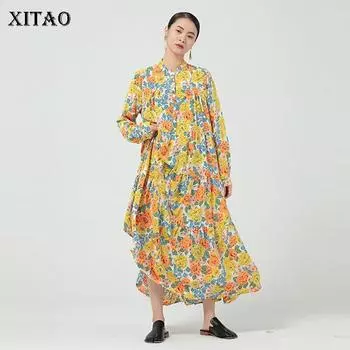XITAO повседневное платье с длинными рукавами и принтом ZY6539