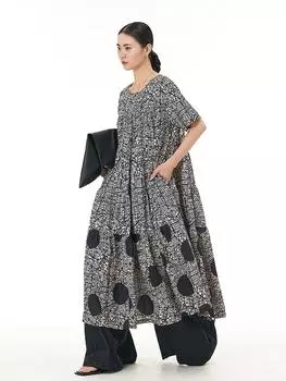 XITAO Повседневное платье с принтом в горошек Свободное женское платье с коротким рукавом LYD1633 One Size белый