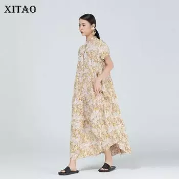XITAO Повседневное свободное женское платье с принтом WMD1272 One Size чёрный