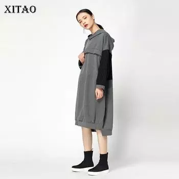 XITAO повседневное женское модное платье с капюшоном LJT3519 One Size серый