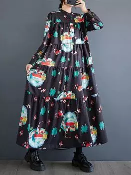 Xitao Повседневные женские платья в стиле пэчворк с принтом GYX1025 One Size чёрный