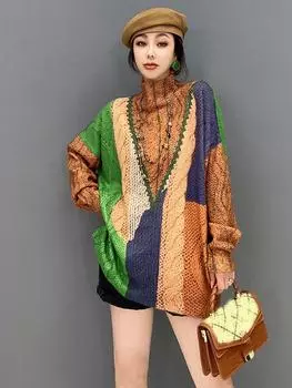 XITAO Повседневный модный вязаный индивидуальный пуловер с высоким воротником и длинными рукавами, простой женский темпераментный свитер, новый WLD13211