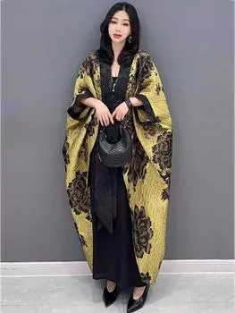 XITAO Повседневный свободный V-образный вырез Новое поступление Длинное пальто с рукавами-между рукавами GMM1032 One Size жёлтый