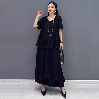 Xitao Повседневный трехмерный цветочный комплект ZMY1140 One Size чёрный