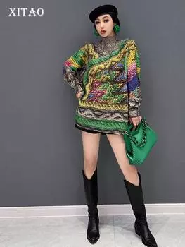 XITAO повседневный вязаный пуловер, свободный женский свитер WLD13169