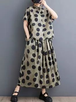 XITAO Print Летний новый комплект из двух предметов с принтом HQQ2375 One Size хаки