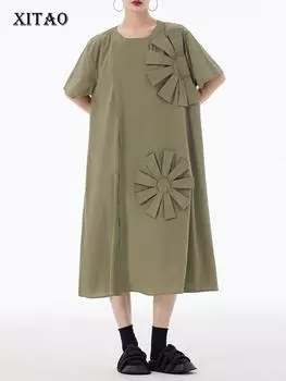 XITAO Простота повседневное свободное однотонное женское новое платье WLD20228