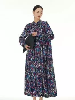 Xitao Пуловер с принтом, свободное платье с длинными рукавами, повседневное LYD1595