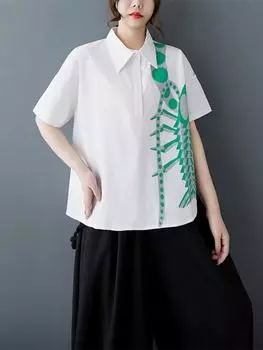 Xitao Рубашка с коротким рукавом и нестандартным принтом GYX1534 One Size белый