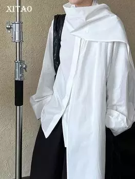 Xitao Рубашка с круглым вырезом и длинными рукавами GJ1078 One Size белый