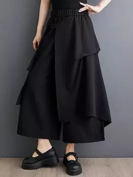 Xitao Повседневные однотонные брюки с плетением DMJ4079 One Size чёрный