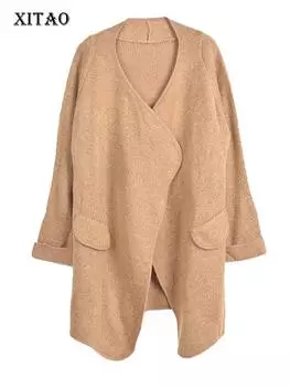 XITAO сплошной цвет кардиган повседневное свободное модное женское пальто WS2059 One Size хаки