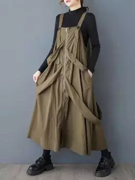 XITAO Straps Zipper Sleeveless Dress GMM1205 One Size чёрный