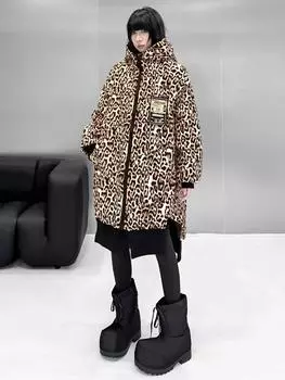 XITAO свободная куртка с капюшоном и леопардовым принтом ZYY1096 One Size леопардовый
