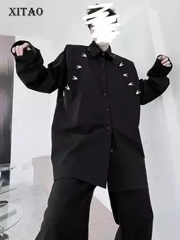 XITAO Свободная повседневная модная женская рубашка с длинным рукавом LYD1311 One Size чёрный