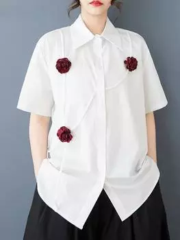 Xitao Свободная рубашка в лоскутном стиле с цветочным узором HQQ2432 One Size белый