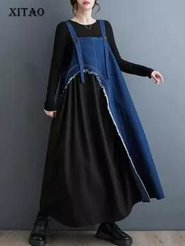 XITAO свободное платье повседневное модное лоскутное индивидуальное модное женское платье ZZ0064