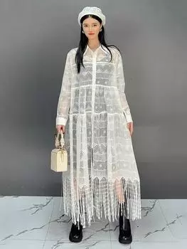 XITAO Свободное платье с кисточками GYX1014 One Size чёрный