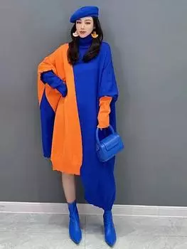 XITAO свободное трикотажное платье DMJ2792 One Size серый