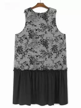 Xitao Свободное женское платье без рукавов GMM1313 One Size серый