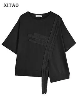 Xitao Свободные лоскутные асимметричные повседневные футболки женские топ GJ1031