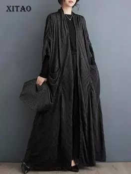XITAO свободные нерегулярные складки Тренч темперамент для похудения с рукавами «летучая мышь» повседневные женские трендовые пальто DMJ3309