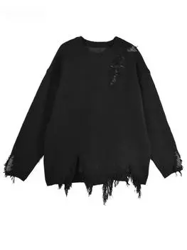 XITAO свободные нерегулярные свитера с круглым вырезом пуловеры GJ1119 One Size чёрный