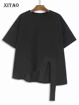 XITAO свободные повседневные асимметричные женские футболки топ WLD20204 One Size белый