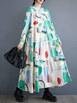 Xitao Свободные принтованные женские платья GYX1026 One Size зелёный