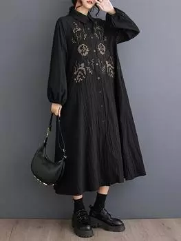 XITAO свободные женские платья-рубашки с принтом в стиле пэчворк GYX1046 One Size чёрный