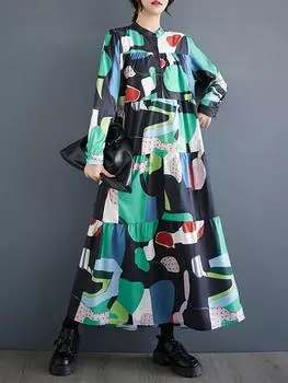 Xitao Свободные женские платья с принтом большого размера GYX1024 One Size чёрный