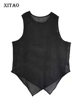 XITAO свободный асимметричный полый безрукавный жилет повседневный женский топ GJ1027 One Size белый