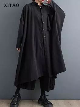 XITAO свободный асимметричный Тренч, индивидуальный тренд, женские повседневные пальто с рукавами «летучая мышь» и нестандартной формы HQQ1588