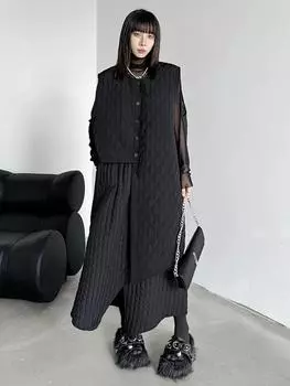 XITAO свободный асимметричный женский жилет без рукавов пальто ZYY1093 One Size