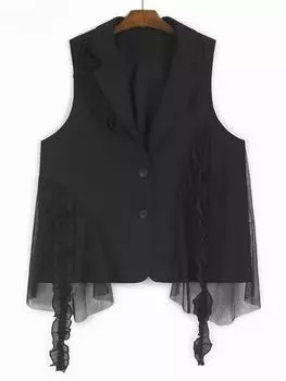 Xitao Свободный жилет с цветочным принтом в стиле пэчворк GMM1312 One Size чёрный