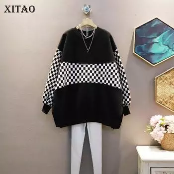 XITAO Trend Лоскутные толстовки CZH0044 One Size чёрный