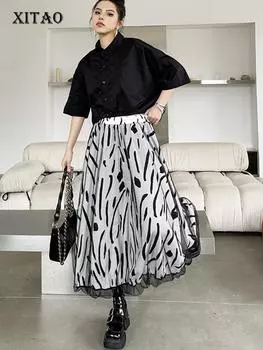 Xitao Винтажная лоскутная газовая женская юбка, модная свободная женская юбка ZY8766