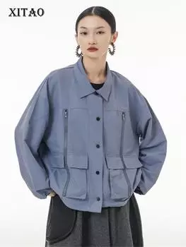 XITAO Винтажная модная куртка с карманами WLD8999 One Size серый