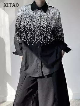 XITAO Винтажная рубашка с длинными рукавами и принтом LYD1573