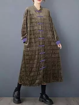 Xitao Винтажное контрастное цветное платье с буквами HJF1230 One Size хаки