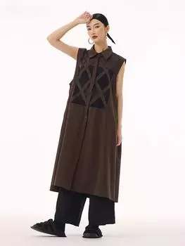 XITAO винтажное лоскутное свободное платье GMM1303 One Size чёрный