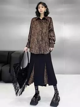 XITAO винтажные повседневные однотонные свободные комплекты GJ1122 M леопардовый