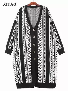 XITAO Вязаное однобортное платье WLD10022