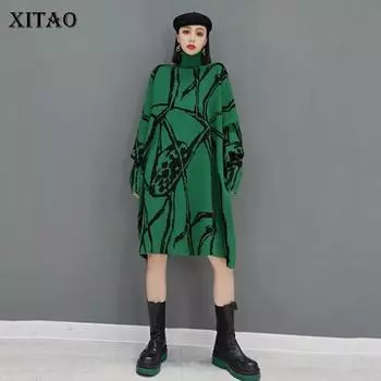 XITAO Вязаное платье Осень Новое поступление модное темпераментное повседневное водолазка с длинным рукавом Свободное корейское женское GWJ0866