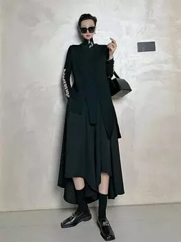 Xitao Вязаный асимметричный жилет без рукавов GYX1003 One Size чёрный